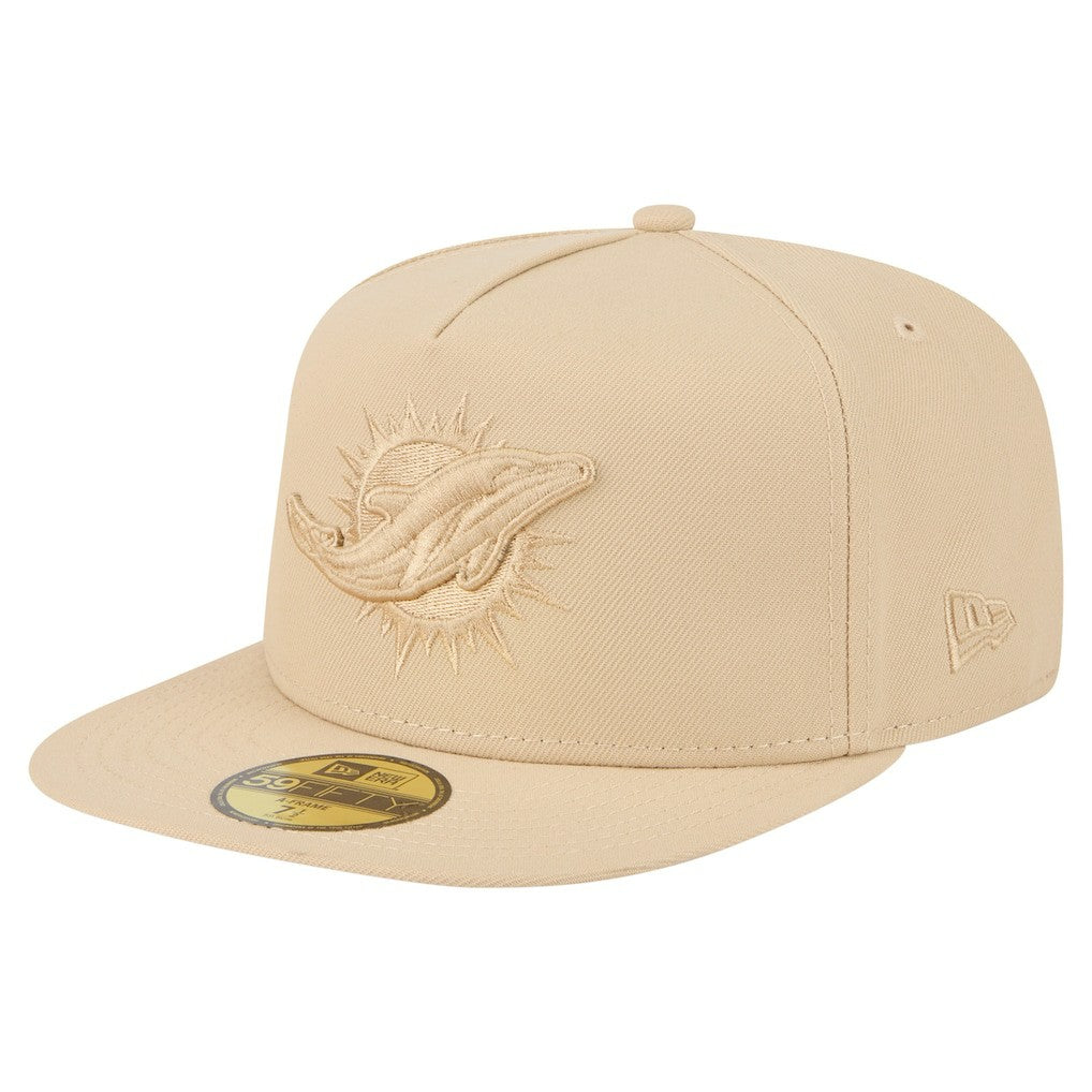Miami Dolphins New Era Color Pack A-Frame 59FIFTY Fitted Hat - Light Beige - NFL