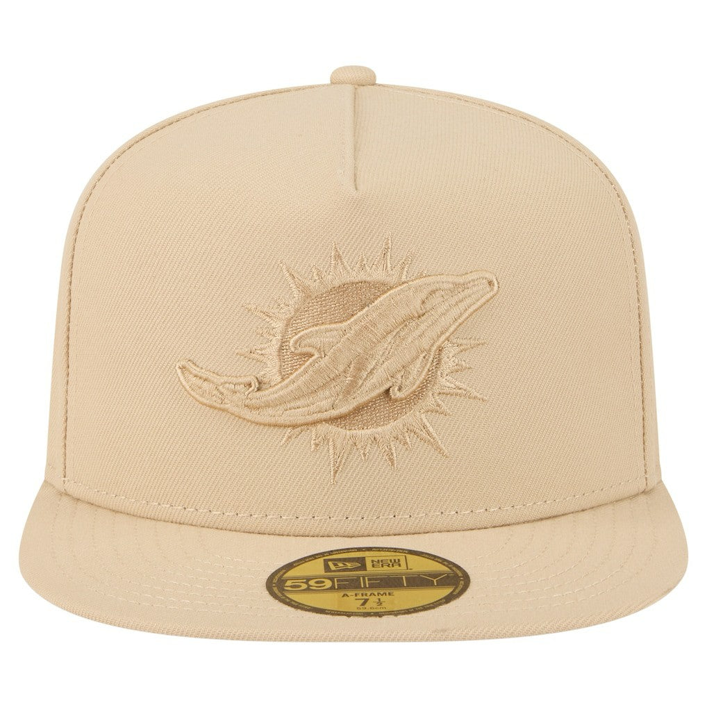 Miami Dolphins New Era Color Pack A-Frame 59FIFTY Fitted Hat - Light Beige - NFL