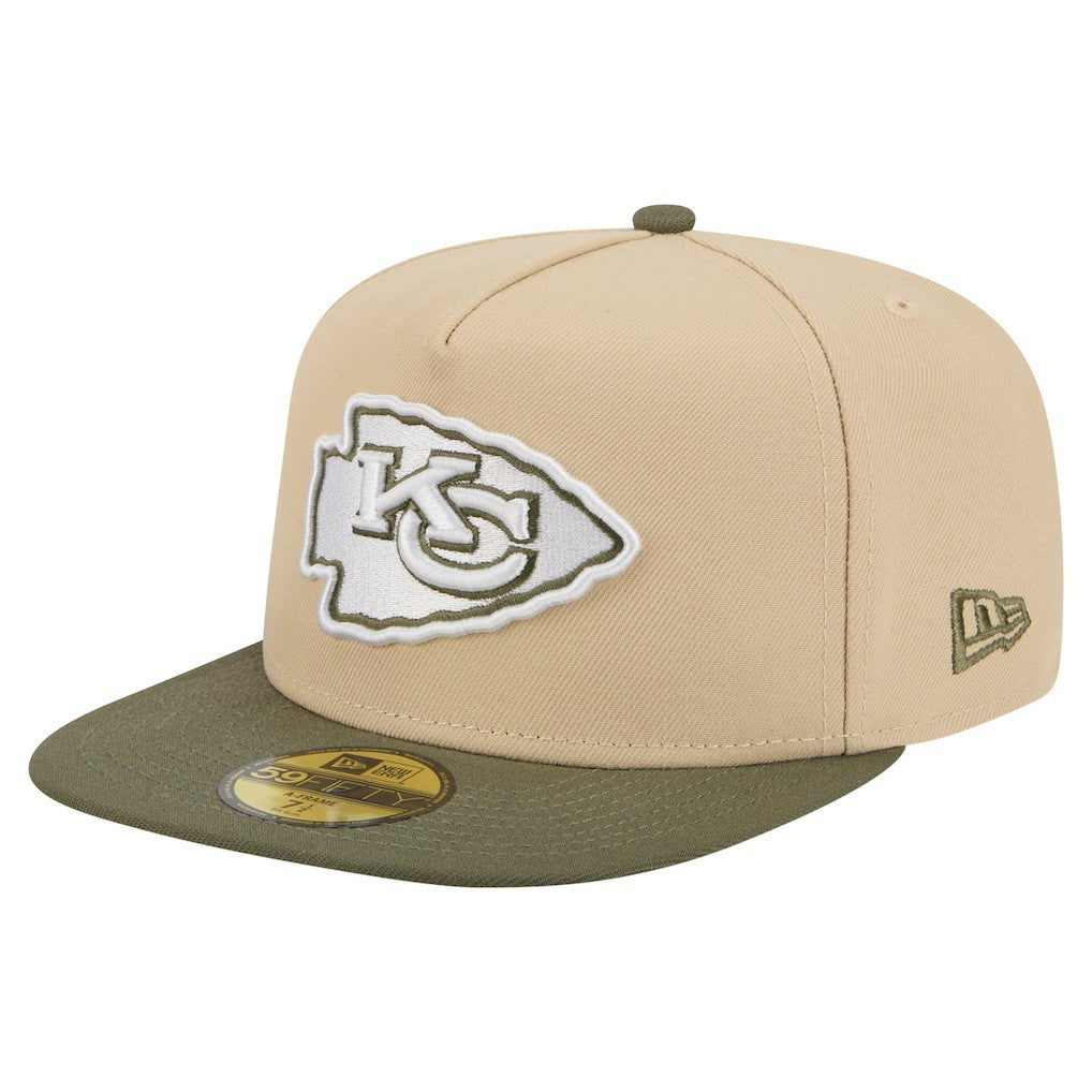 Kansas City Chiefs New Era Color Pack A-Frame 59FIFTY Fitted Hat - Light Beige/Olive - NFL