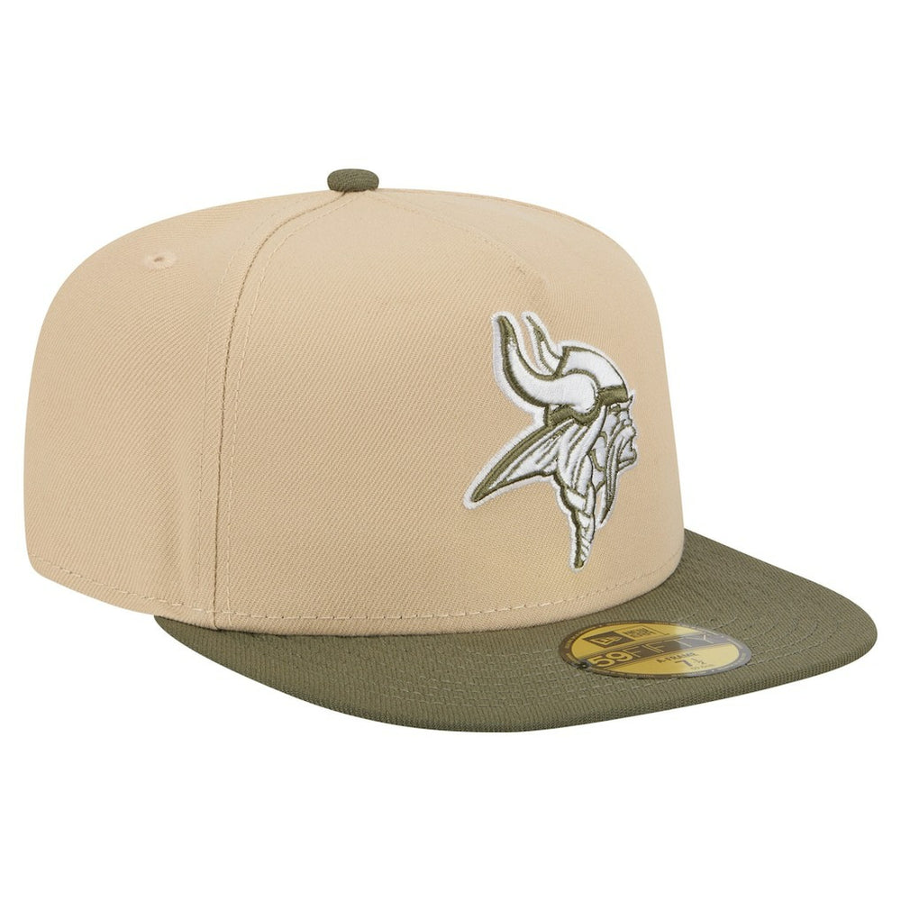 Minnesota Vikings New Era Color Pack A-Frame 59FIFTY Fitted Hat - Light Beige/Olive - NFL