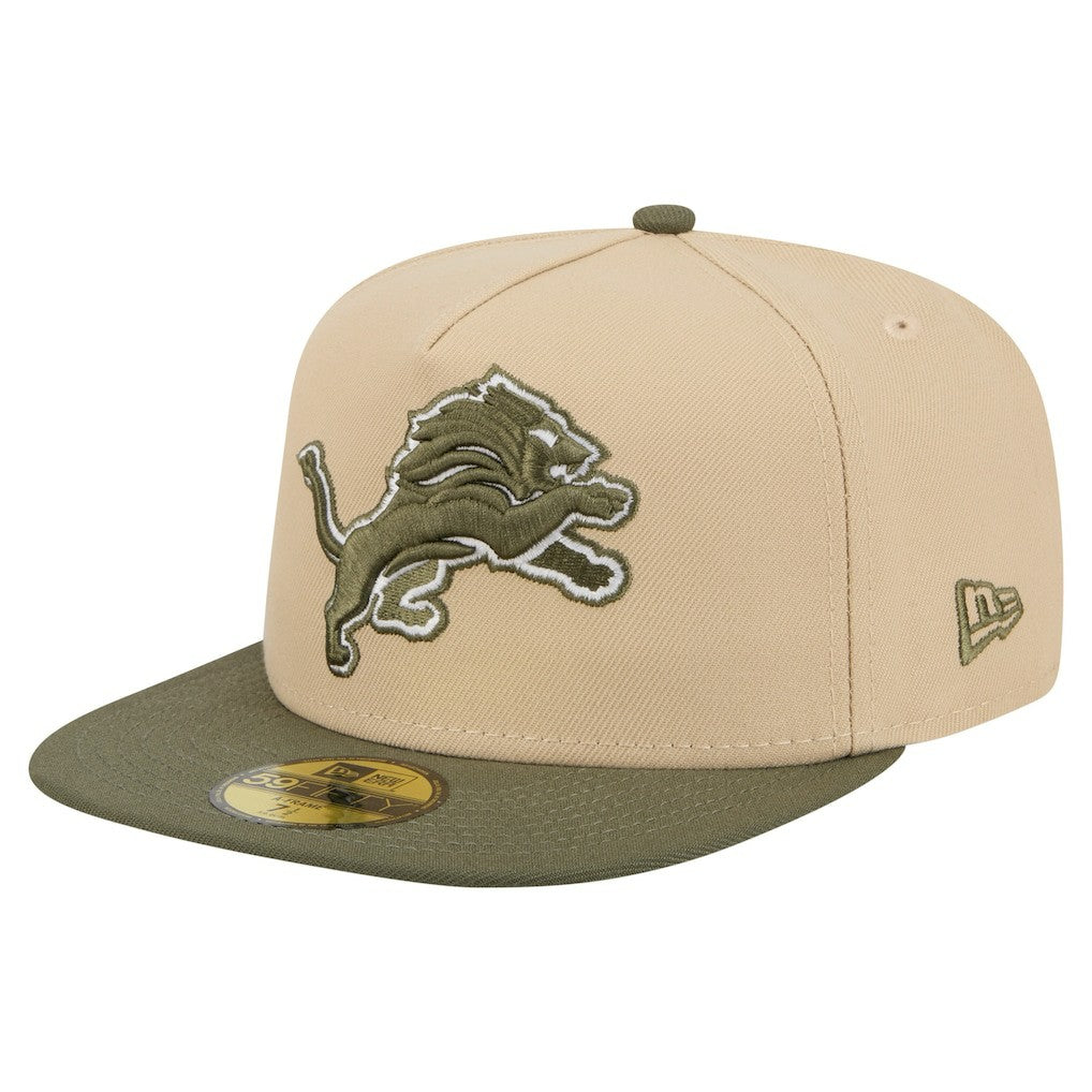 Detroit Lions New Era Color Pack A-Frame 59FIFTY Fitted Hat - Beige/Olive - NFL