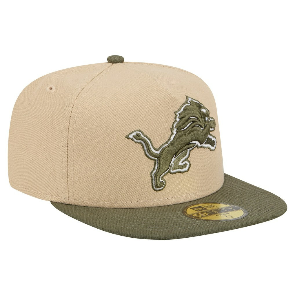Detroit Lions New Era Color Pack A-Frame 59FIFTY Fitted Hat - Beige/Olive - NFL