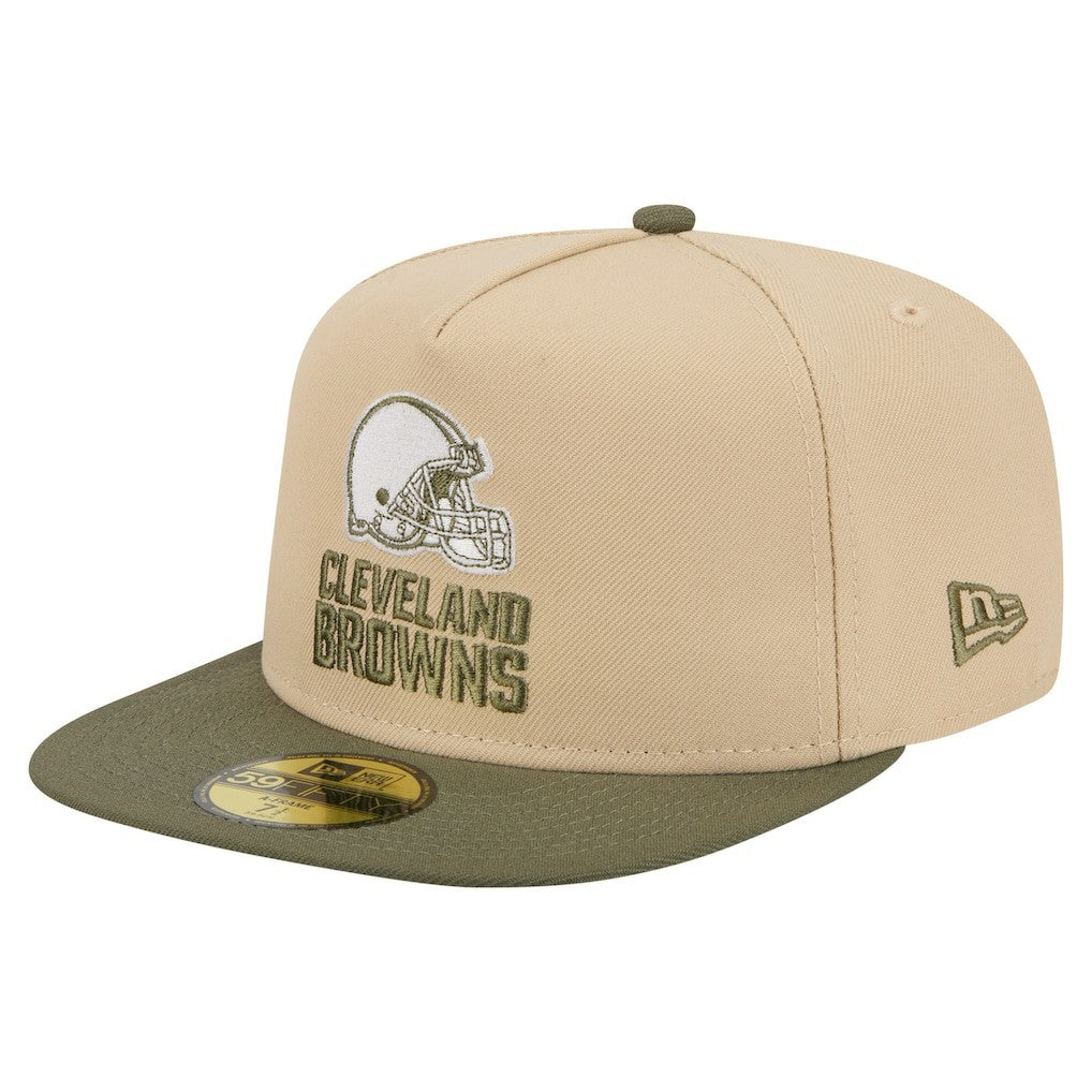 Cleveland Browns New Era Color Pack A-Frame 59FIFTY Fitted Hat - Beige/Olive - NFL