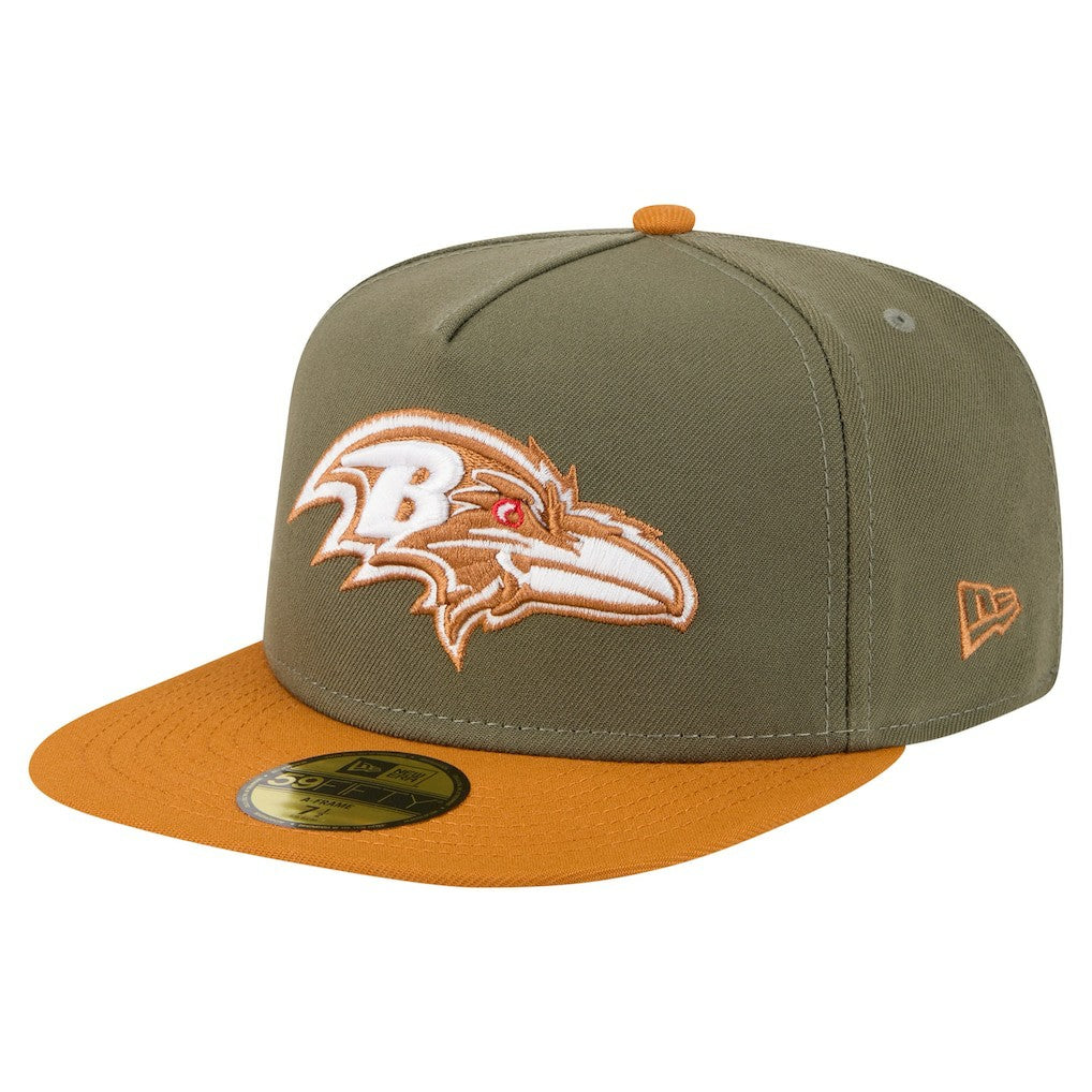 Baltimore Ravens New Era Color Pack A-Frame 59FIFTY Fitted Hat - Olive/Brown - NFL