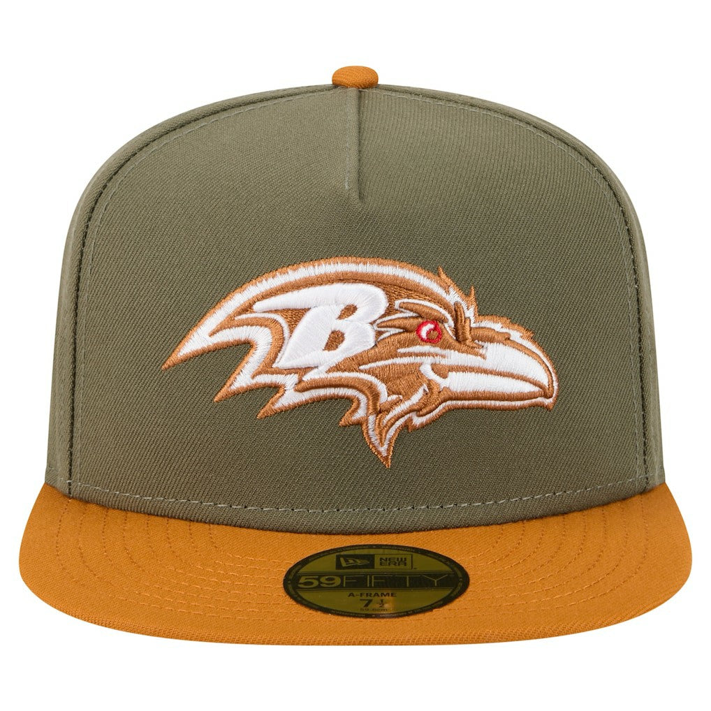 Baltimore Ravens New Era Color Pack A-Frame 59FIFTY Fitted Hat - Olive/Brown - NFL