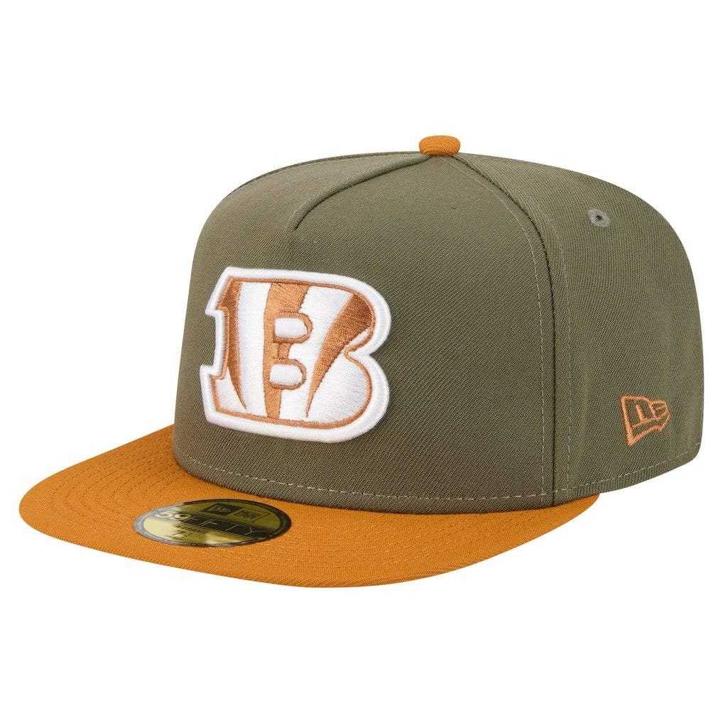 Cincinnati Bengals New Era Color Pack A-Frame 59FIFTY Fitted Hat - Olive/Brown - NFL