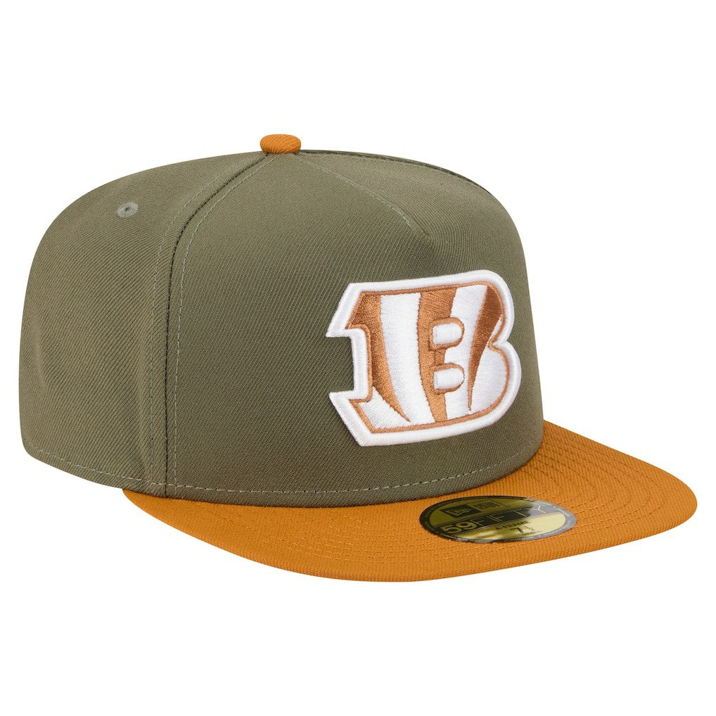 Cincinnati Bengals New Era Color Pack A-Frame 59FIFTY Fitted Hat - Olive/Brown - NFL