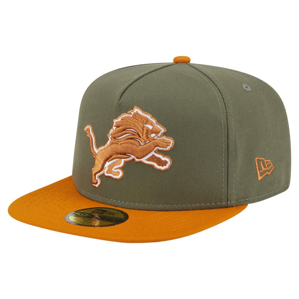 Detroit Lions New Era Color Pack A-Frame 59FIFTY Fitted Hat - Olive/Brown - NFL