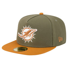 Miami Dolphins New Era Color Pack A-Frame 59FIFTY Fitted Hat - Olive/Brown - NFL