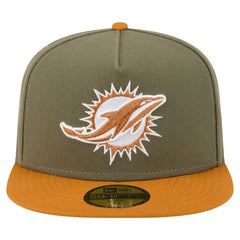 Miami Dolphins New Era Color Pack A-Frame 59FIFTY Fitted Hat - Olive/Brown - NFL