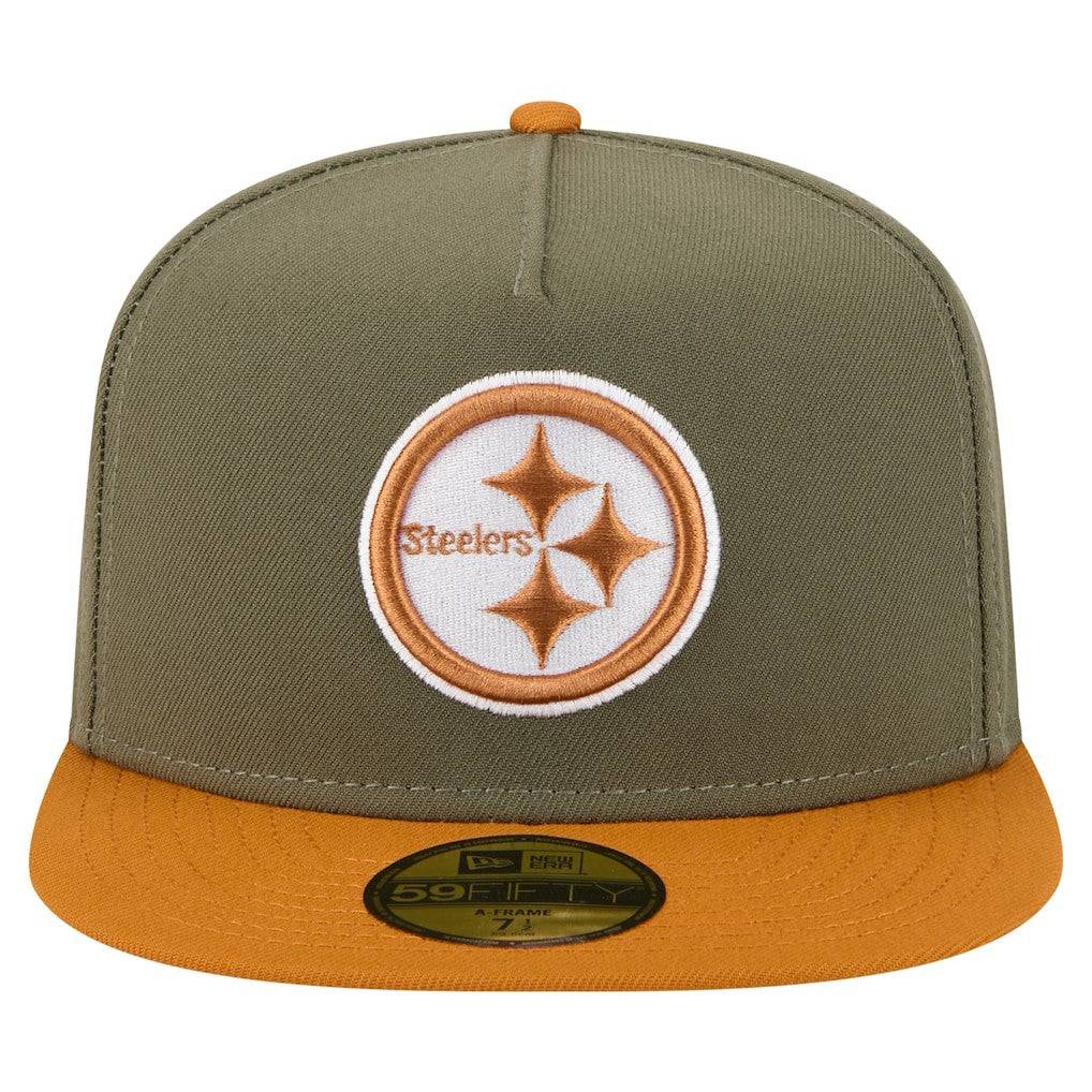 Pittsburgh Steelers New Era Color Pack A-Frame 59FIFTY Fitted Hat - Olive/Brown - NFL