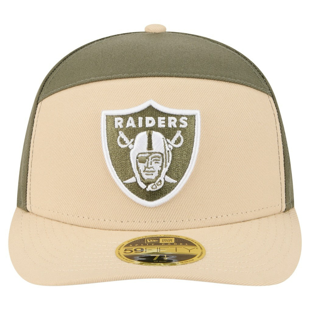 Las Vegas Raiders New Era Two-Tone Color Pack Split Panel 59FIFTY Fitted Hat - Light Beige/Olive - NFL