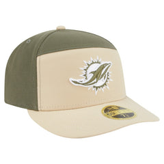 Miami Dolphins New Era Two-Tone Color Pack Split Panel 59FIFTY Fitted Hat - Light Beige/Olive - NFL
