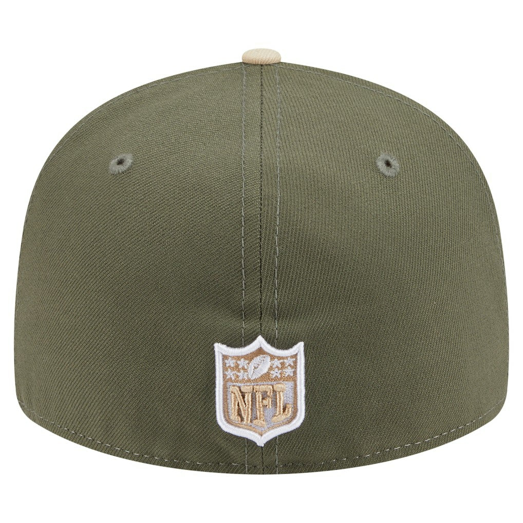 Miami Dolphins New Era Two-Tone Color Pack Split Panel 59FIFTY Fitted Hat - Light Beige/Olive - NFL