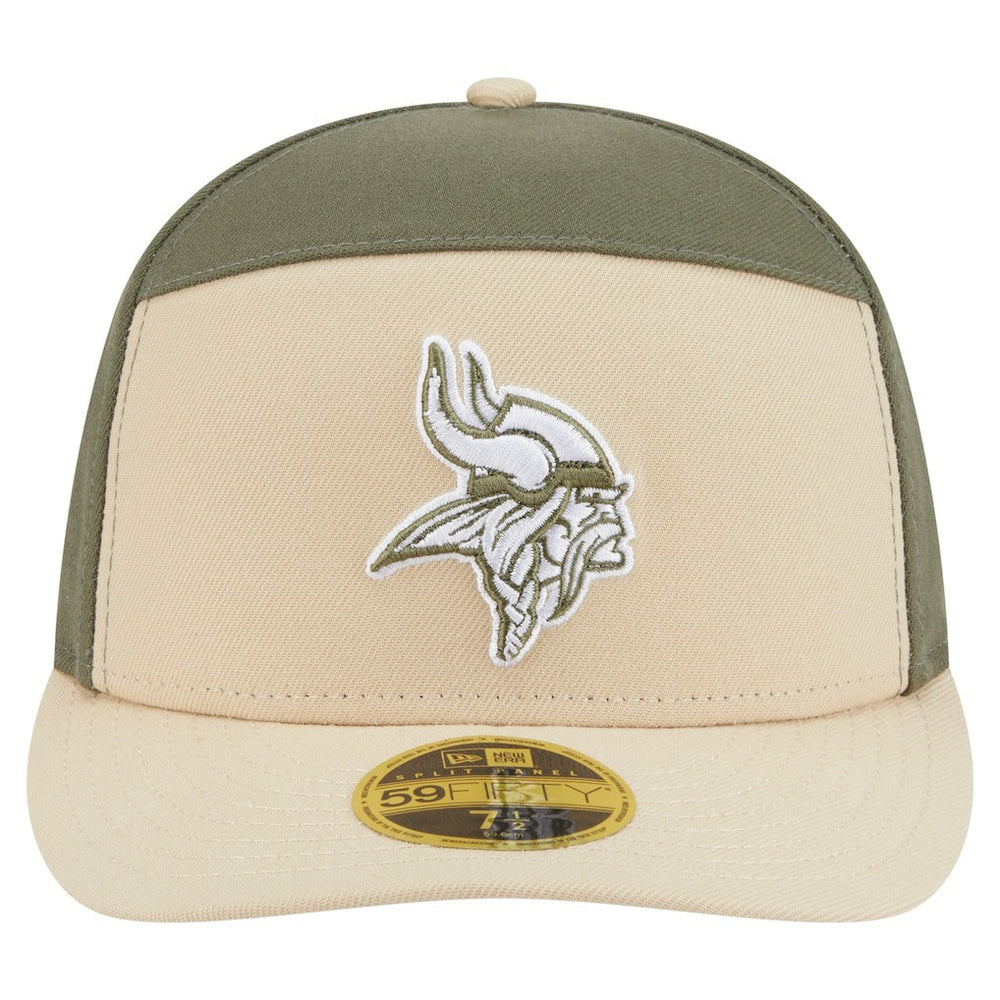 Minnesota Vikings New Era Two-Tone Color Pack Split Panel 59FIFTY Fitted Hat - Light Beige/Olive - NFL