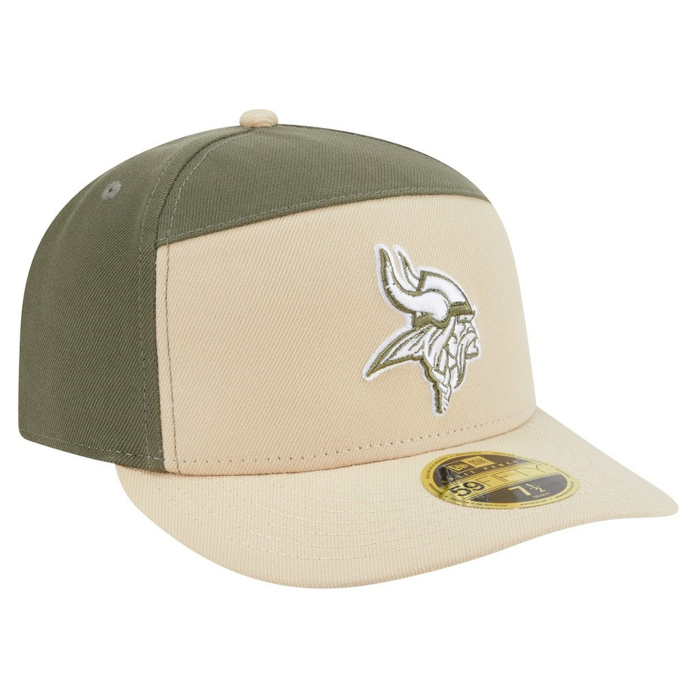 Minnesota Vikings New Era Two-Tone Color Pack Split Panel 59FIFTY Fitted Hat - Light Beige/Olive - NFL