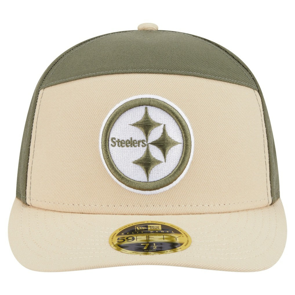 Pittsburgh Steelers New Era Two-Tone Color Pack Split Panel 59FIFTY Fitted Hat - Light Beige/Olive - NFL