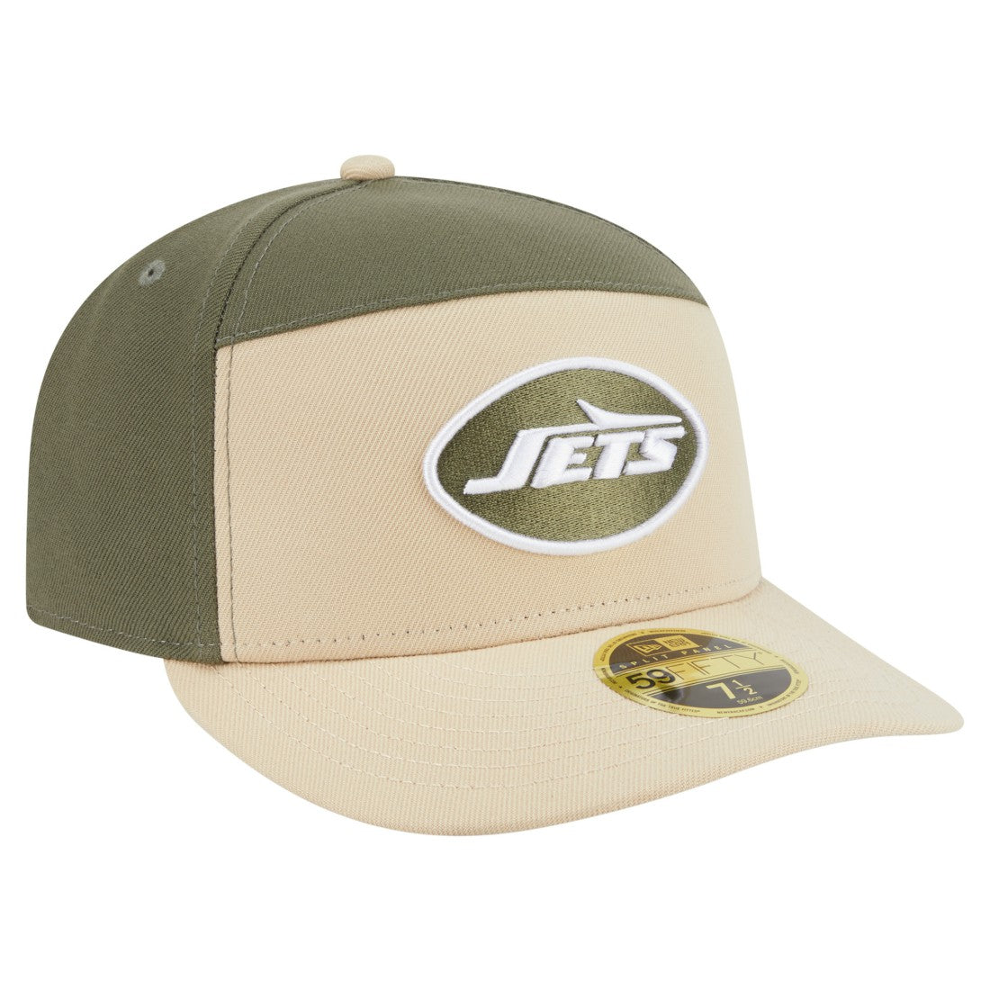 New York Jets New Era Two-Tone Color Pack Split Panel 59FIFTY Fitted Hat - Light Beige/Olive - NFL