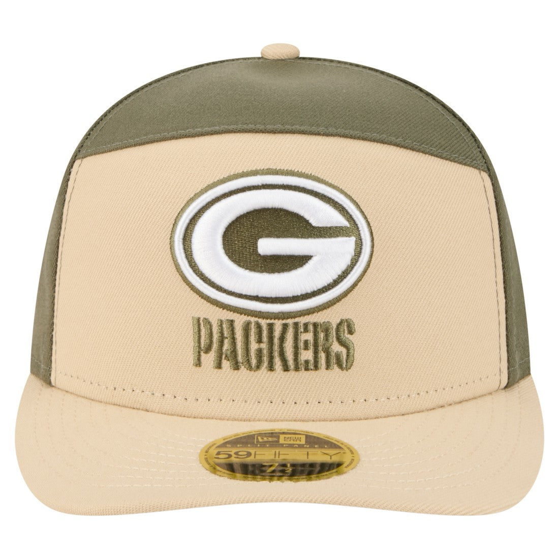 Green Bay Packers New Era Two-Tone Color Pack Split Panel 59FIFTY Fitted Hat - Light Beige/Olive - NFL