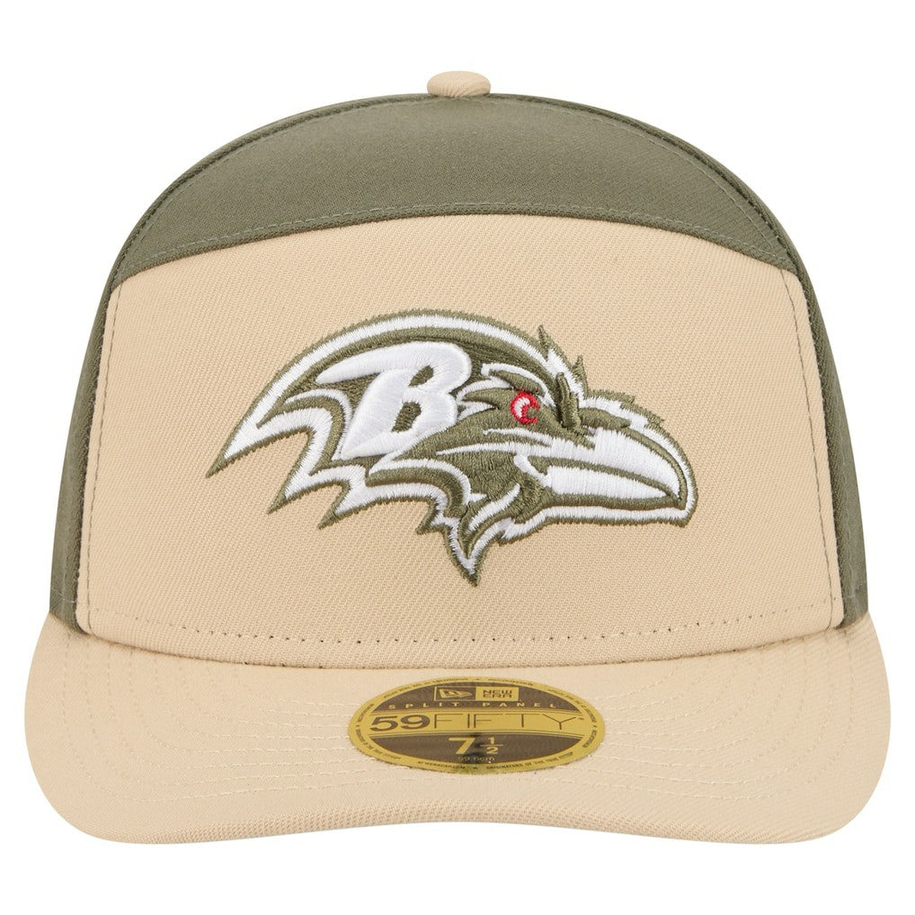 Baltimore Ravens New Era Color Pack Split Panel 59FIFTY Fitted Hat - Light Beige/Olive - NFL
