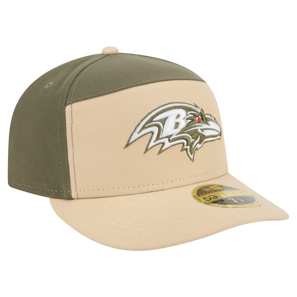 Baltimore Ravens New Era Color Pack Split Panel 59FIFTY Fitted Hat - Light Beige/Olive - NFL