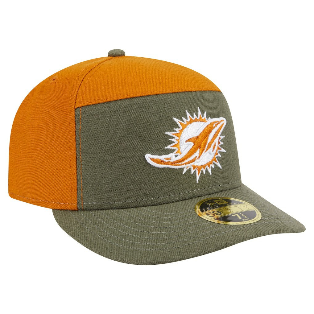 Miami Dolphins New Era Two-Tone Color Pack Split Panel 59FIFTY Fitted Hat - Olive/Brown - NFL