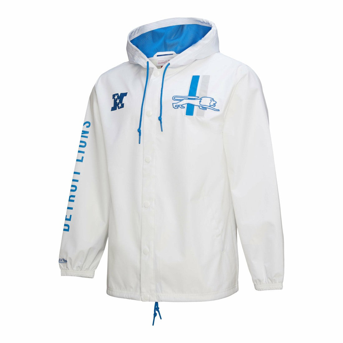 Detroit Lions Vintage Logo Coaches Full-Snap Hoodie Jacket - White - Mitchell & Ness