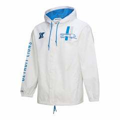Detroit Lions Vintage Logo Coaches Full-Snap Hoodie Jacket - White - Mitchell & Ness