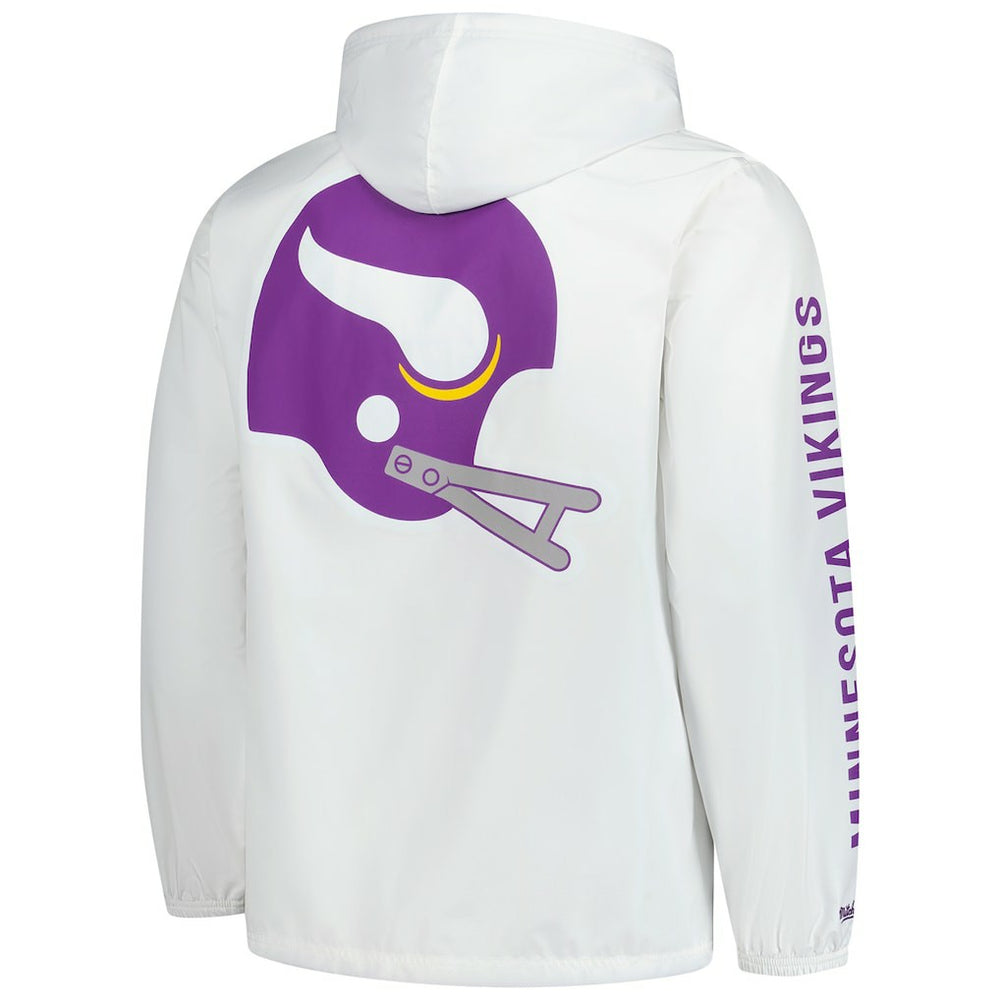 Minnesota Vikings Vintage Logo Coaches Full-Snap Hoodie Jacket - White - Mitchell & Ness