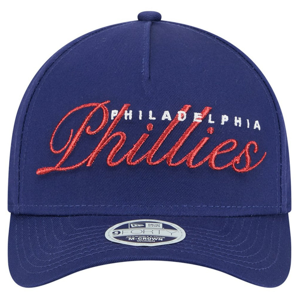 Philadelphia Phillies New Era Women's Metallic A-Frame 9FORTY Adjustable Hat Discount