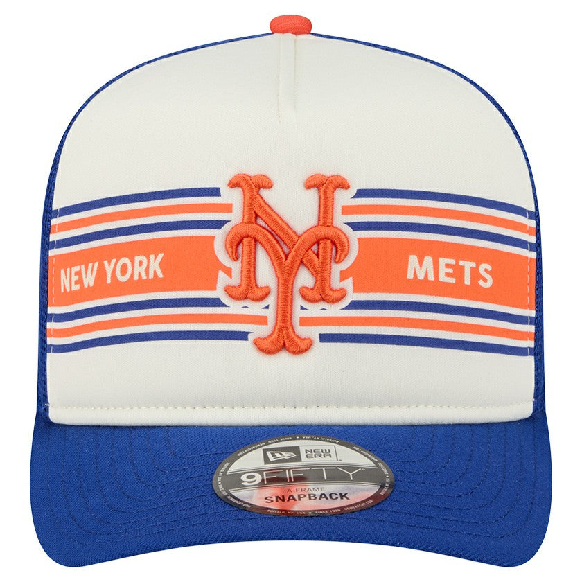 New York Mets New Era Banner A-Frame 9FIFTY Trucker Snapback Hat Discount