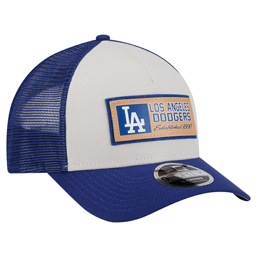 Los Angeles Dodgers New Era Text A-Frame Trucker 9FORTY Hat Discount