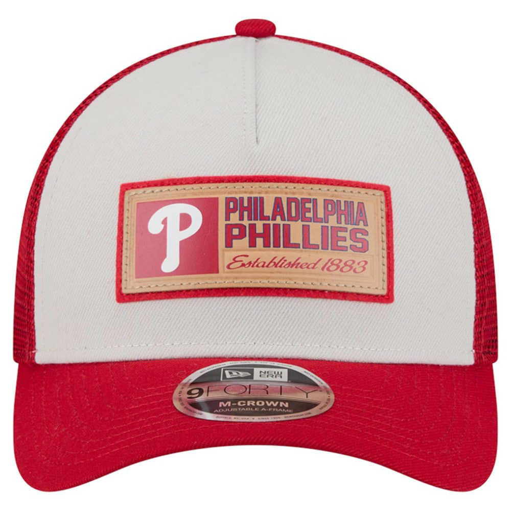 Philadelphia Phillies New Era Text A-Frame Trucker 9FORTY Hat for sale