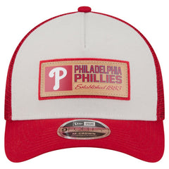 Philadelphia Phillies New Era Text A-Frame Trucker 9FORTY Hat for sale