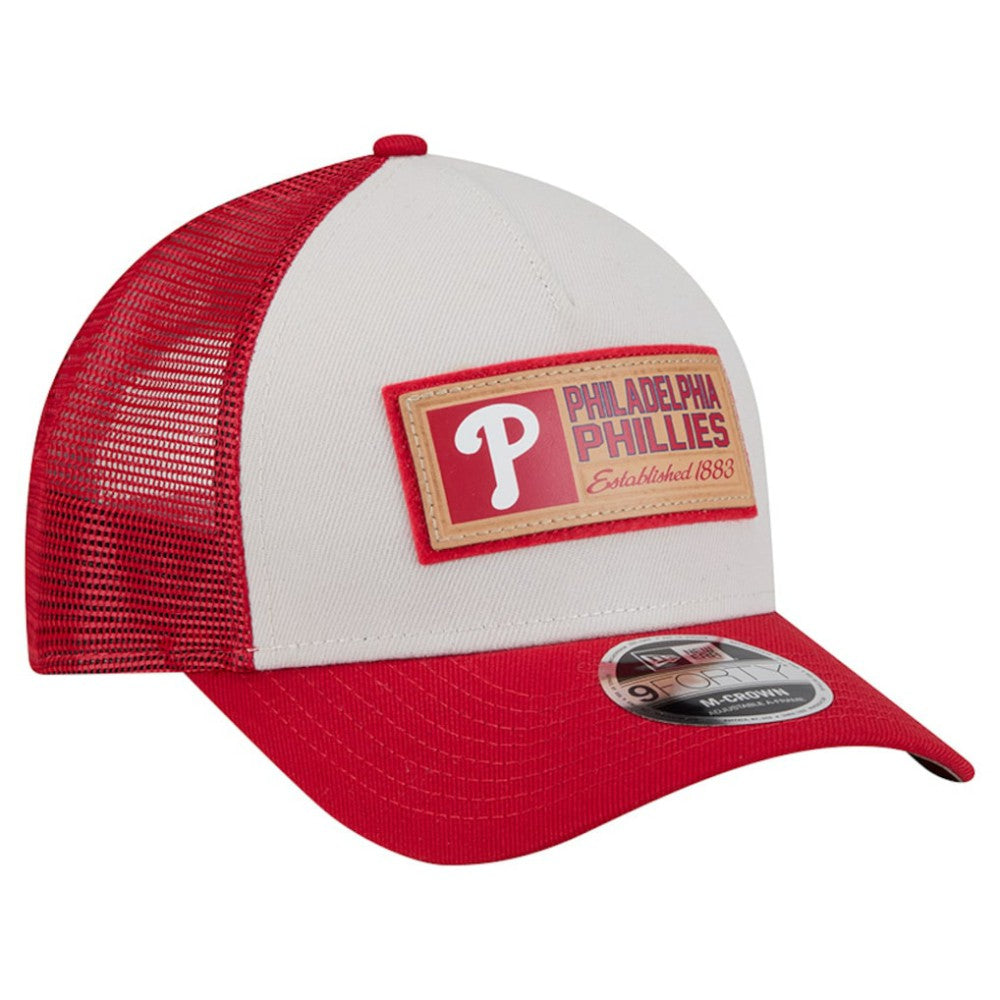Philadelphia Phillies New Era Text A-Frame Trucker 9FORTY Hat for sale