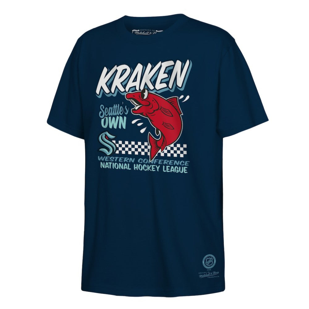 Seattle Kraken Mitchell & Ness Youth Concession Stand T-Shirt - Deep Sea Blue | NHL Lifestyle