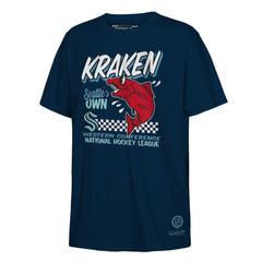 Seattle Kraken Mitchell & Ness Youth Concession Stand T-Shirt - Deep Sea Blue | NHL Lifestyle