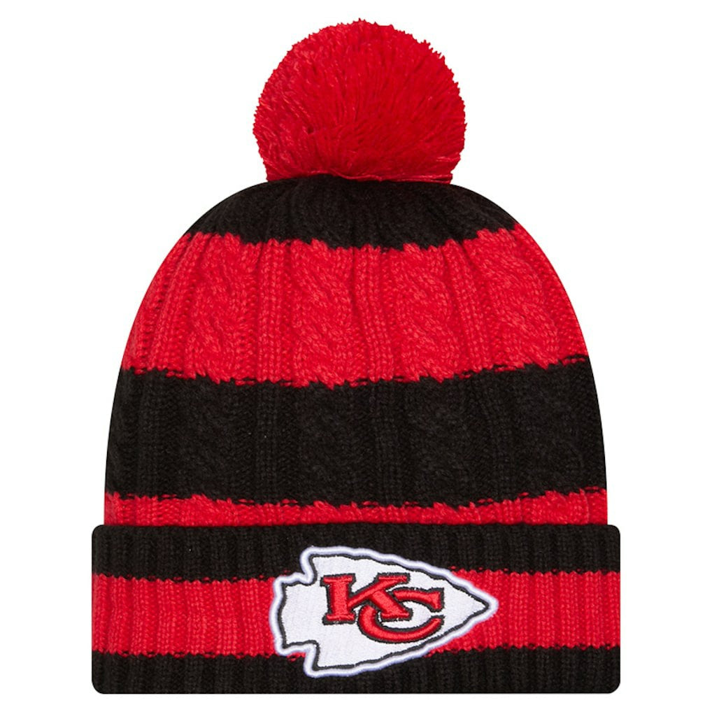 Kansas City Chiefs New Era Women's Braided Cuffed Knit Hat with Pom - Red - NFL
