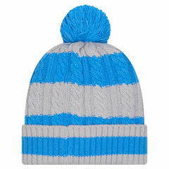Detroit Lions New Era Women's Braided Cuffed Knit Hat with Pom - Blue - NFL