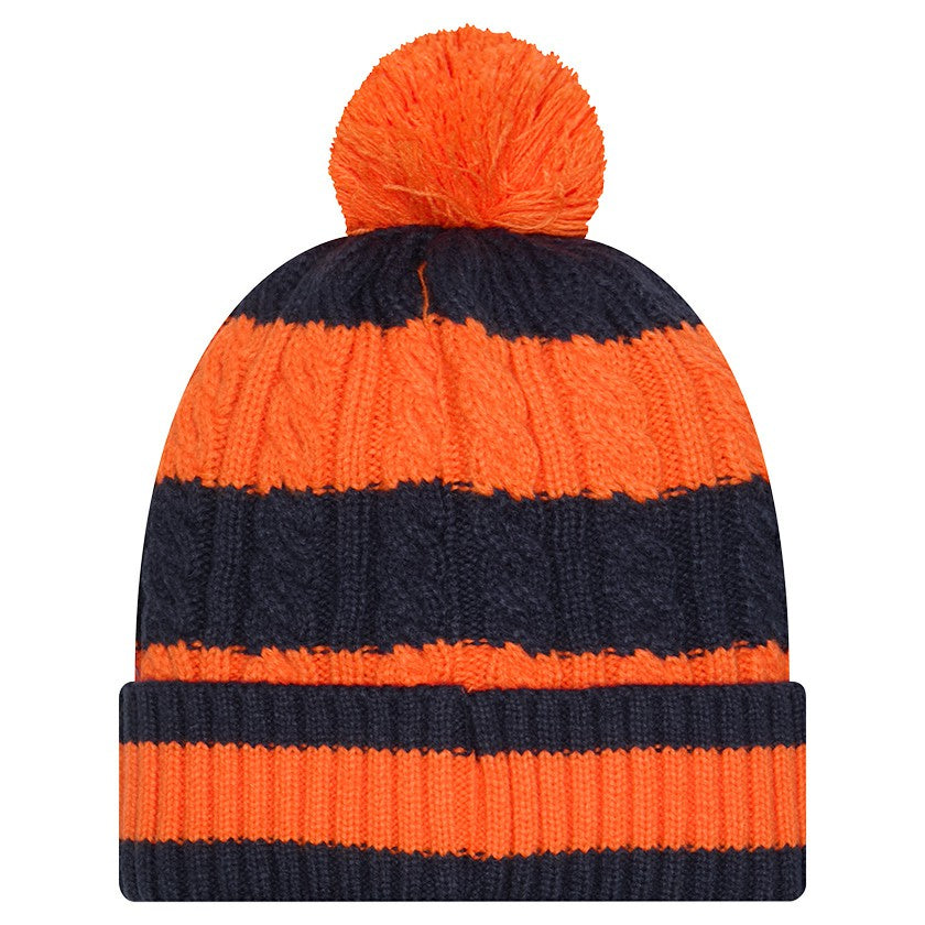 Denver Broncos New Era Women's Braided Cuffed Knit Hat with Pom - Orange - NFL