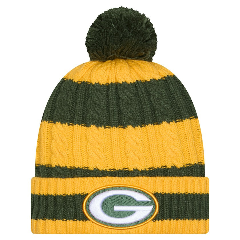 Green Bay Packers New Era Women's Braided Cuffed Knit Hat with Pom - Green - NFL