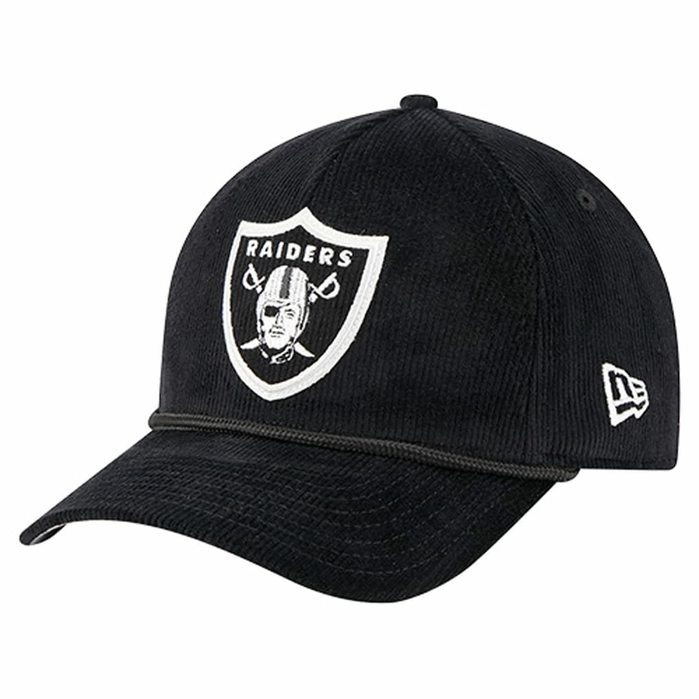 Las Vegas Raiders New Era Cord Corduroy 9FORTY A-Frame Adjustable Hat - Black - NFL