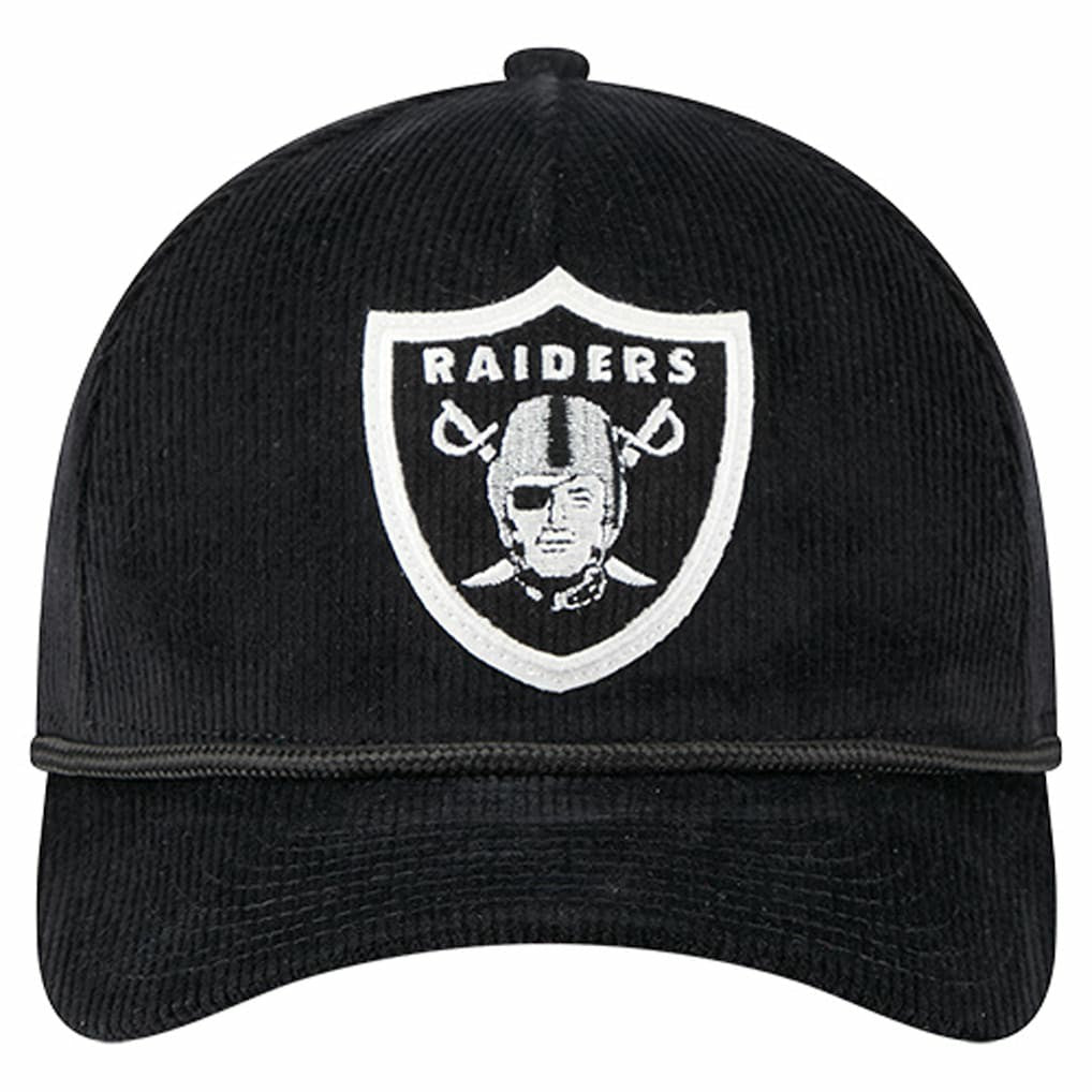 Las Vegas Raiders New Era Cord Corduroy 9FORTY A-Frame Adjustable Hat - Black - NFL