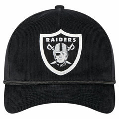Las Vegas Raiders New Era Cord Corduroy 9FORTY A-Frame Adjustable Hat - Black - NFL
