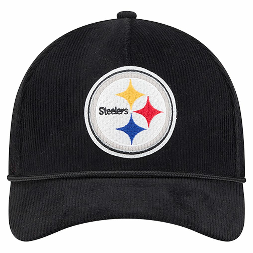Pittsburgh Steelers New Era Cord Corduroy 9FORTY A-Frame Adjustable Hat - Black - NFL