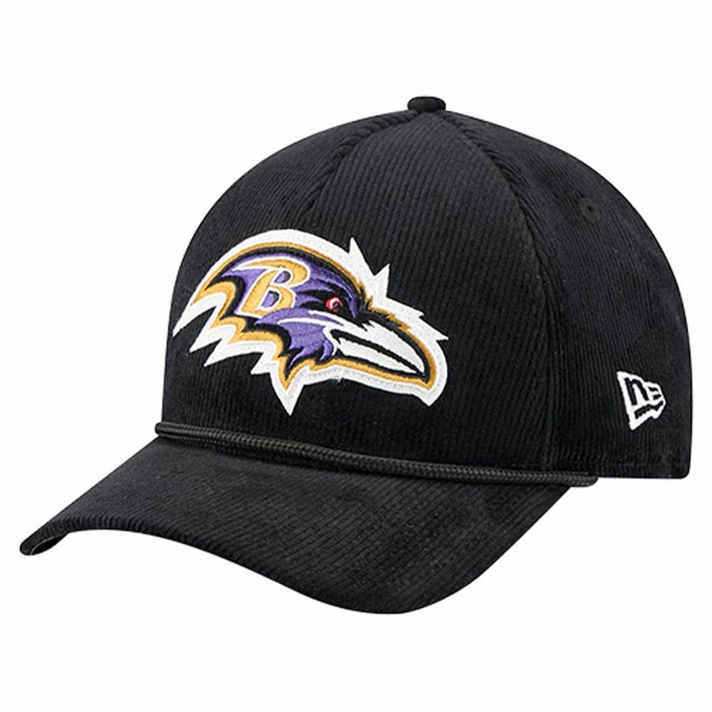 Baltimore Ravens New Era Cord Corduroy 9FORTY A-Frame Adjustable Hat - Black - NFL