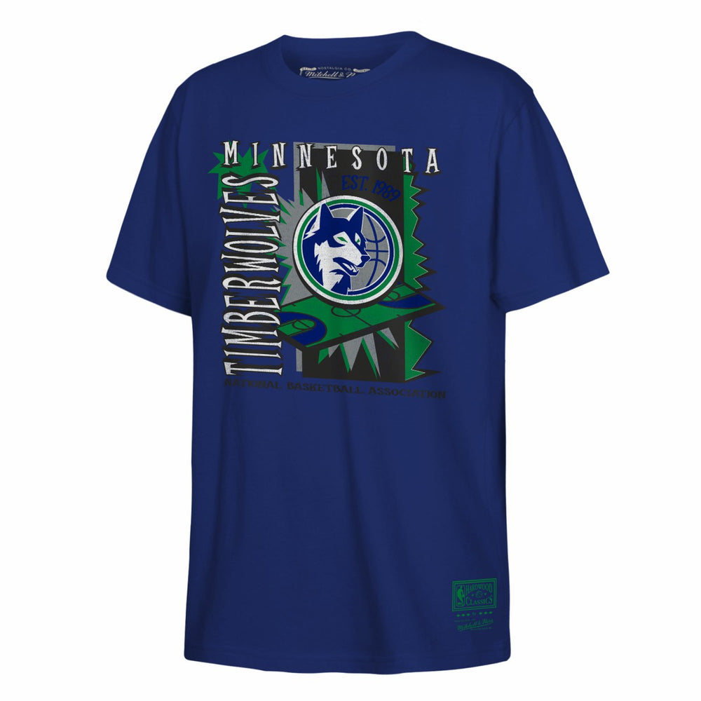 Mitchell & Ness Minnesota Timberwolves Youth Retro '90s Poster T-Shirt Navy