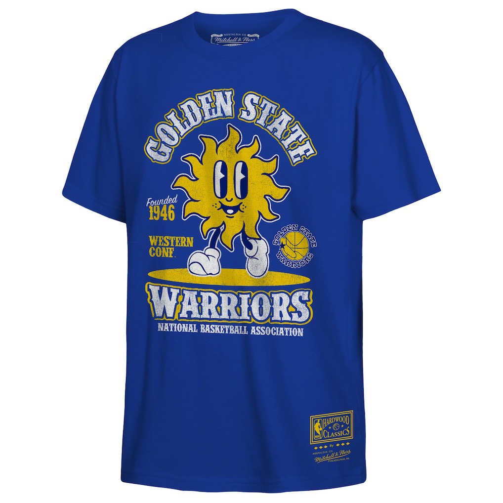 Mitchell & Ness Golden State Warriors Youth Retro Mascot Script T-Shirt Royal