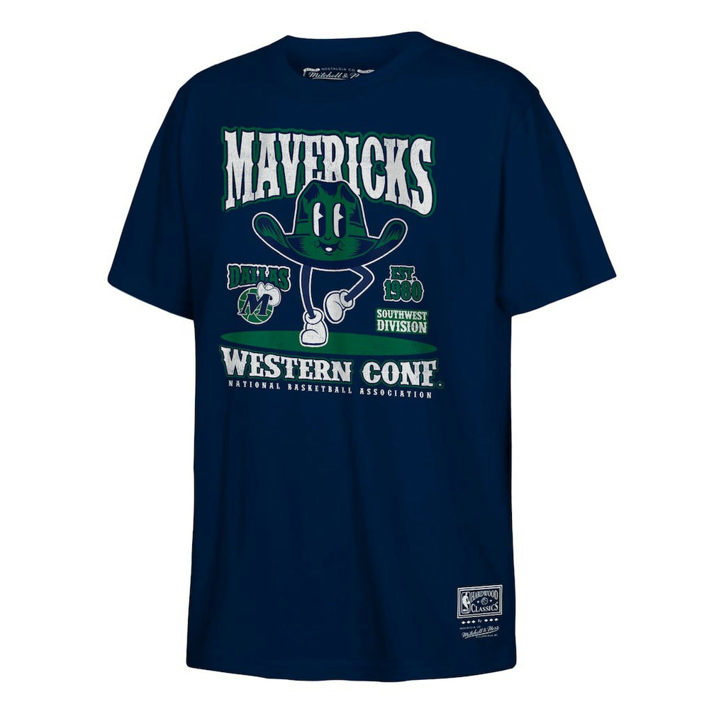 Mitchell & Ness Dallas Mavericks Youth Retro Mascot Script T-Shirt Navy