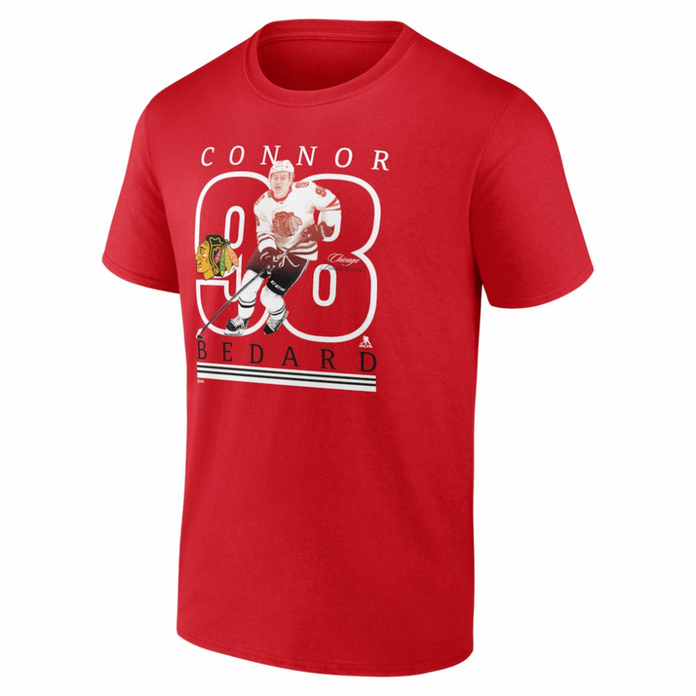 Connor Bedard Chicago Blackhawks Player Show T-Shirt - Red | NHL Lifestyle